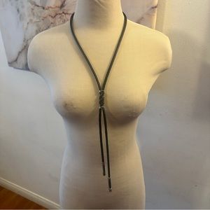 WHBM NWOT Black Faux Leather Long Necklace